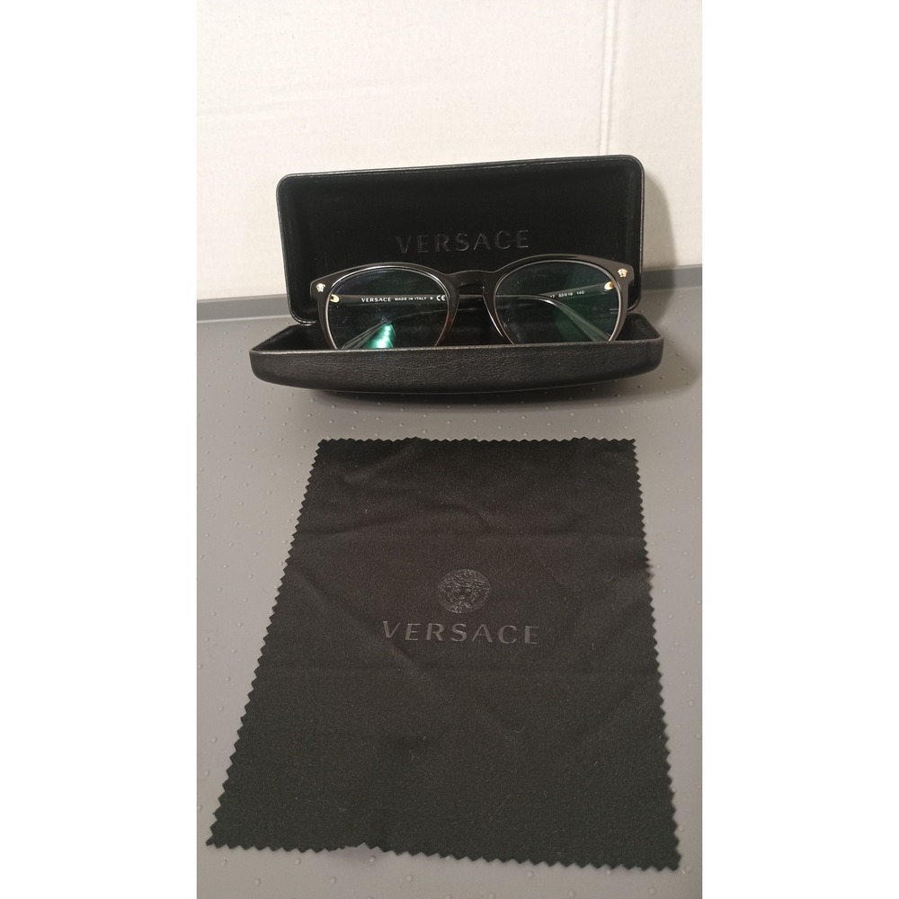 Versace Eyeglasses Unisex 53-18-140 Dark Havana Excellent MOD 3247 Medusa Italy